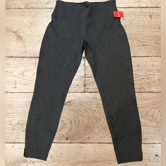 SPANX Ankle Length Hem Slit Ponte Shaping Leggings Charcoal Gray Size Large NWT - Picture 3 of 6